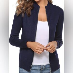 Mersea Ribbed knit full zip mock neck sweater size Large